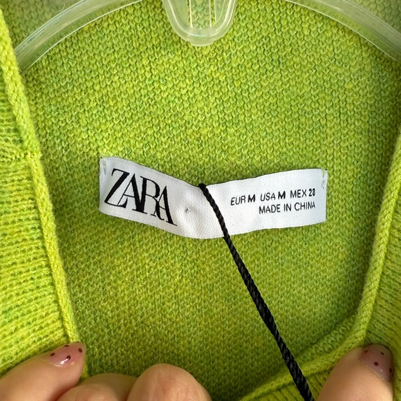 Zara Women’s Lime Green Knit Midi Dress Size M - Picture 3 of 9